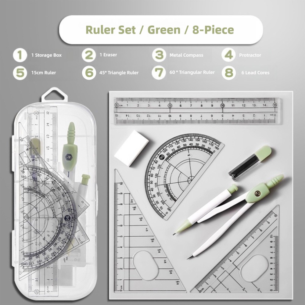 Compass Geometry Set - 8 шт./компл., пластиковая линейка, набор компасов,